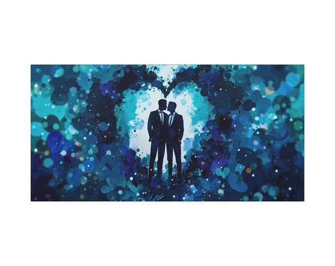 LGTBQ Blue Shaded Silhouette Canvas | Stretched Matte Wall Art