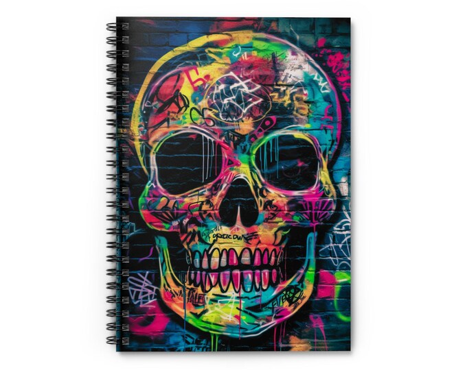 Neon Graffiti Skull Spiral Notebook | Ruled Journal