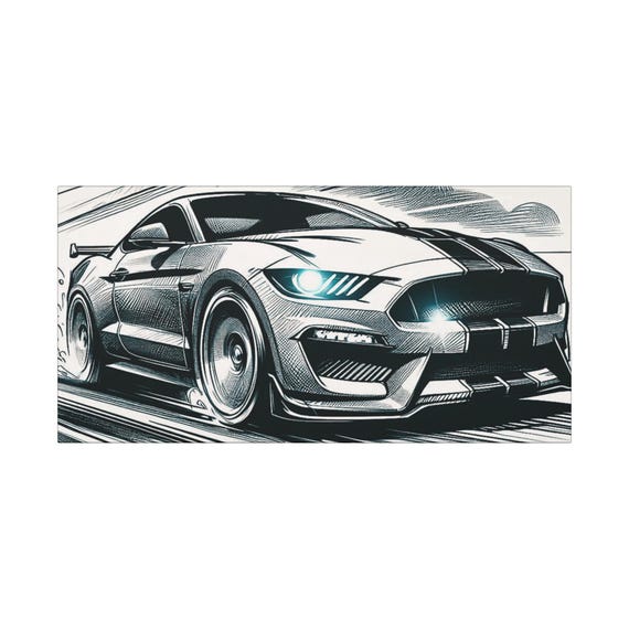 Sports Car Canvas Art: Raw Power Automotive Decor (30x15)