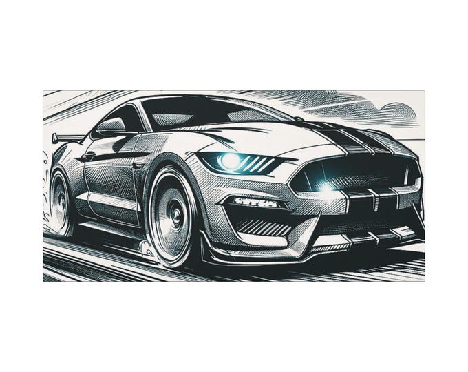 Sports Car Canvas Art: Raw Power Automotive Decor (30x15)