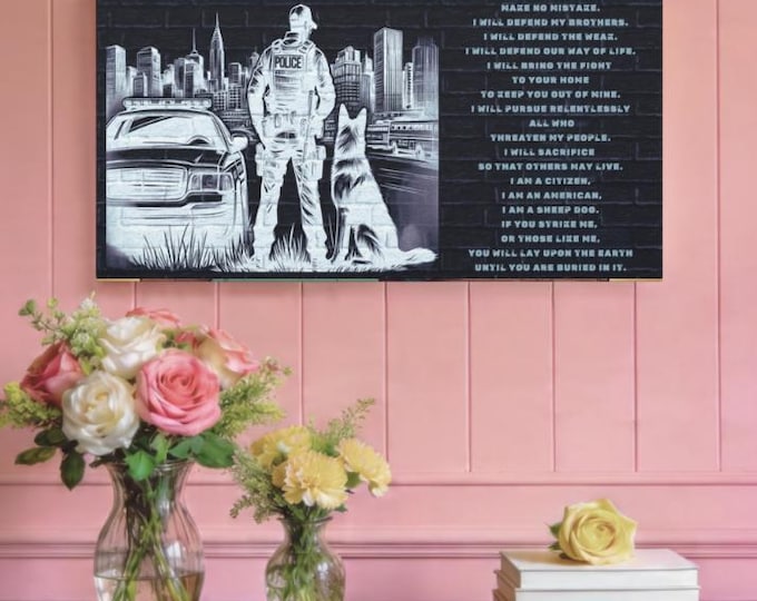 Police Tribute Canvas Art: Law Enforcement Memorial Artwork (30x15)