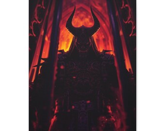 Gothic Fantasy Underworld Demon Canvas Wall Art: Bohemian Mystic Home Decor
