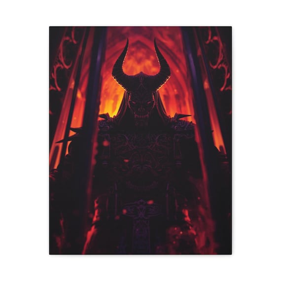 Gothic Fantasy Underworld Demon Canvas Wall Art: Bohemian Mystic Home Decor