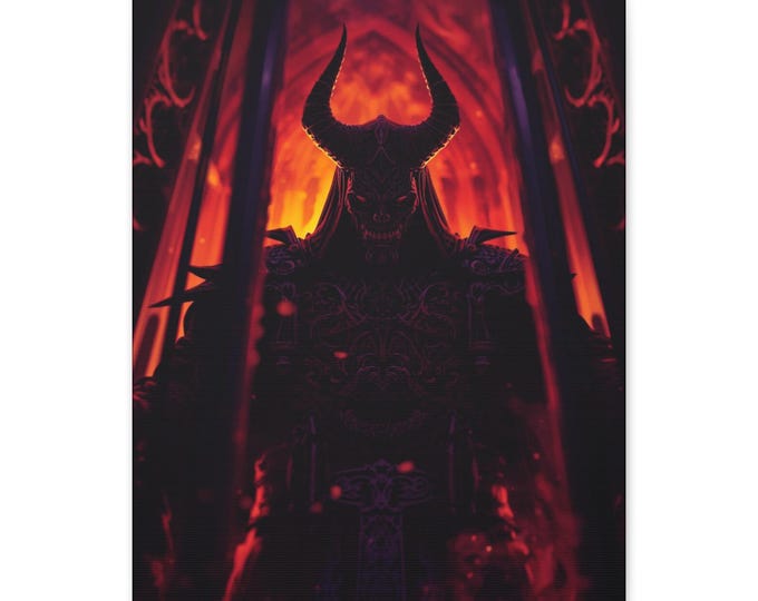 Gothic Fantasy Underworld Demon Canvas Wall Art: Bohemian Mystic Home Decor