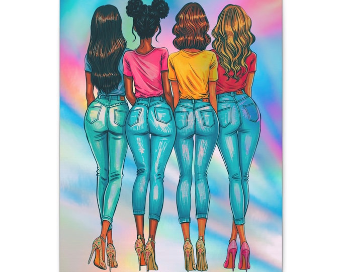 Sister-Friends Forevermore Abstract Matte Canvas Wall Artwork