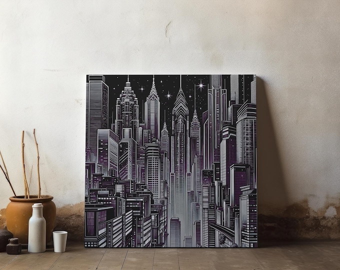 Urban Skyline Matte Modern Home Art, Urban Aesthetic Decor
