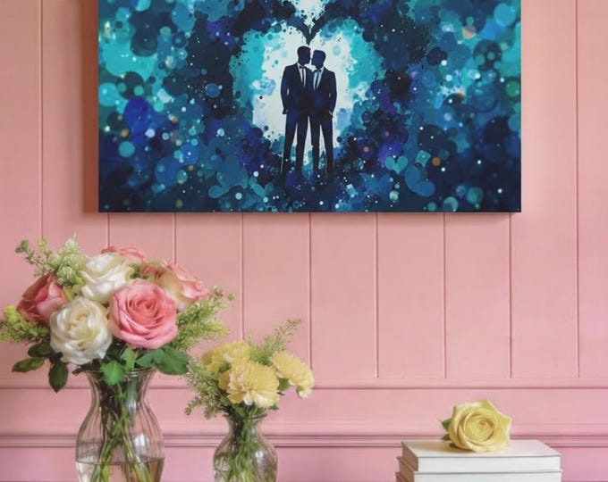 LGTBQ Blue Shaded Silhouette Canvas | Stretched Matte Wall Art