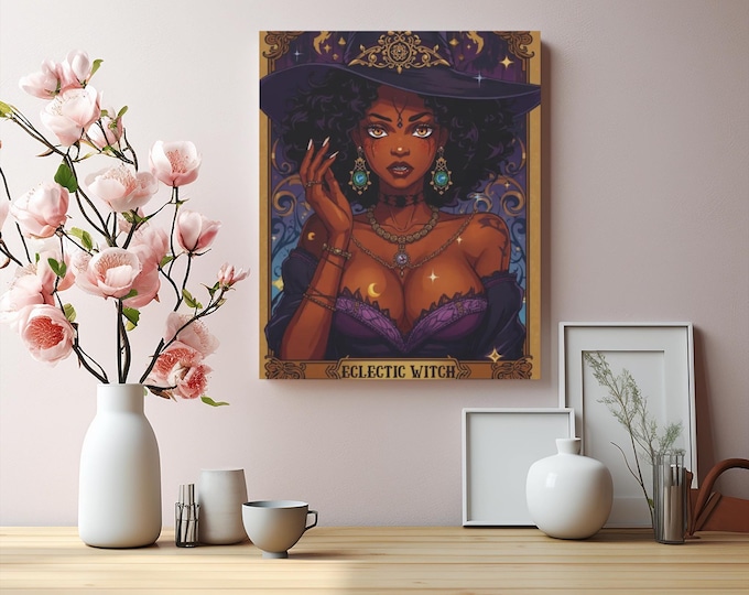 Eclectic Witch Canvas Wall Art: Gothic Witchy Decor, 16x20