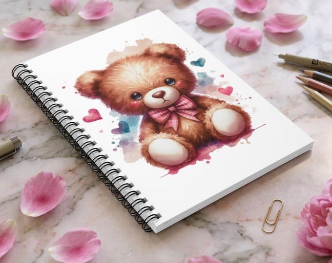 Teddy Bear Spiral Notebook – Ruled Line Journal, 6" x 8"