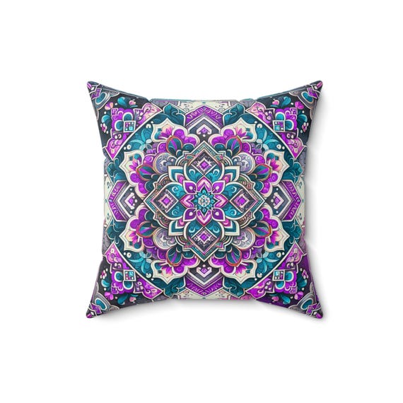 Mandala Twilight Throw Pillow: Boho Home Decor Accent - 16x16