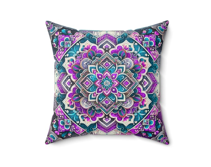 Mandala Twilight Throw Pillow: Boho Home Decor Accent - 16x16