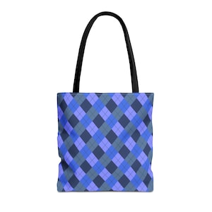 Marineblau karierte Einkaufstasche, Einkaufstasche, wiederverwendbare Einkaufstasche, stilvolle Handtasche, Strandtasche, perfektes Geschenk für jeden Anlass, Studenten Essentials