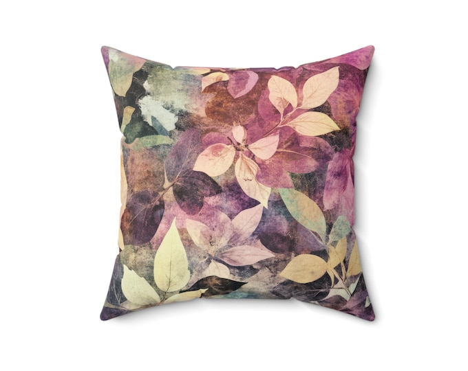 Floral Throw Pillow | Botanical Art, Spun Polyester (16x16)