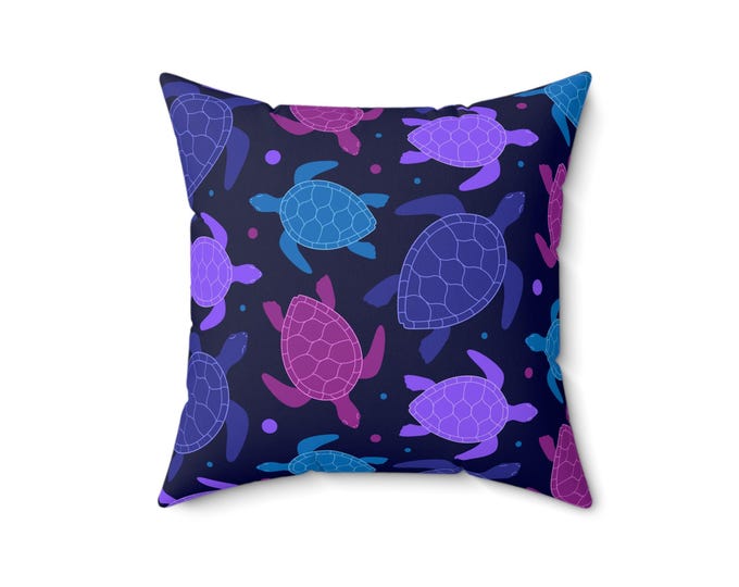 Colorful Sea Turtles Pillow | Ocean Turtle Pattern Square Pillow