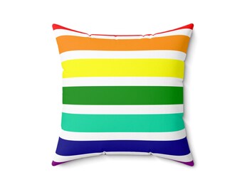 Rainbow Striped Spun Polyester Pillow: Vibrant Home Decor