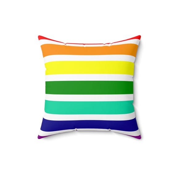 Rainbow Striped Spun Polyester Pillow: Vibrant Home Decor
