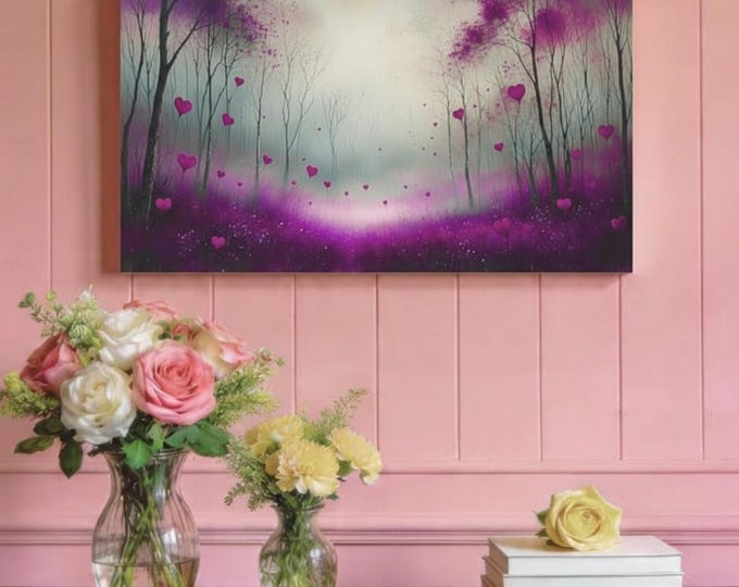 French Violet Romance Forest Matte Canvas Artwork