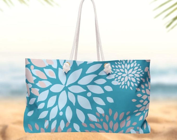 Teal Burst Weekender Bag | Large Travel Tote