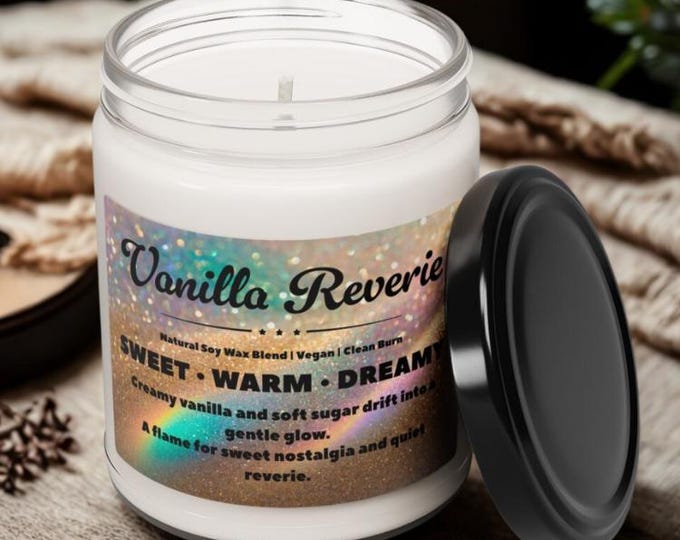 Vanilla Reverie Natural Soy Wax Candle Jar 9oz | Vanilla Scent | Hand Poured | Vegan