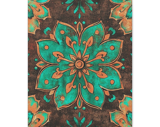 Vibrant Floral Mandala Canvas Art, Bohemian Decor (16x20)