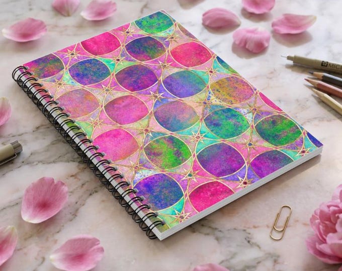 Holographic Spiral Notebook: Psychedelic Journal - Ruled Pages