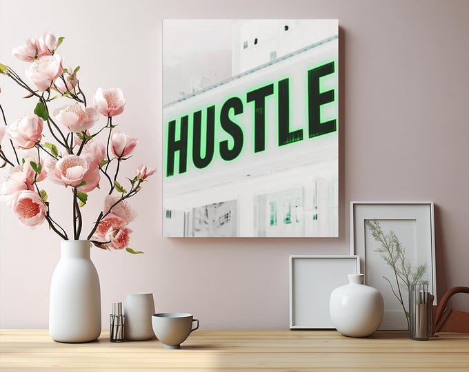 HUSTLE neon sign Canvas | Matte Stretched Wall Art