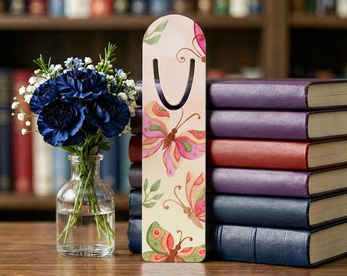 Watercolor Butterflies Bookmark | Floral Butterfly Metal Bookmark