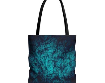 Teal Marble Swirl Tote Bag | Abstract Blue Tote