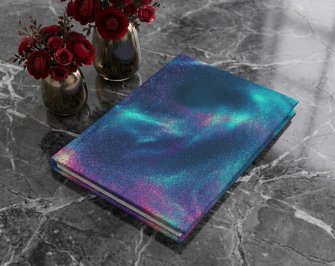 Aurora Galaxy Swirl Hardcover Journal | Nebula Blue Purple Matte