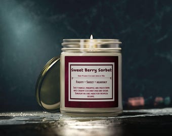 Sweet Berry Sorbet Candle | Coconut Apricot Wax, Hand-Poured