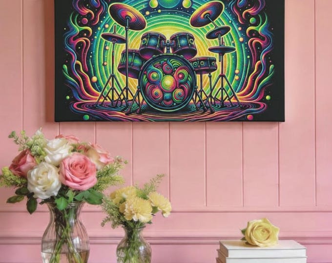 Drummer's Pulse Canvas Art: Psychedelic Music Room Decor