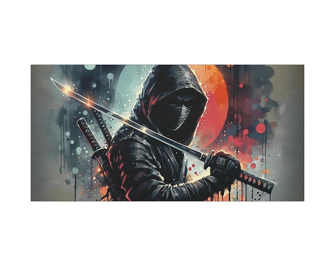 Ninja Canvas Art: Modern Gamer Room Decor (30x15)