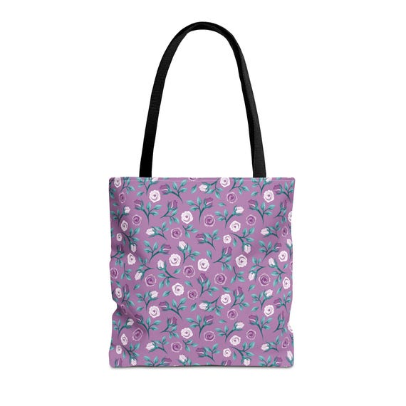 Periwinkle Floral Tote Bag: Stylish Polyester Shopping Bag