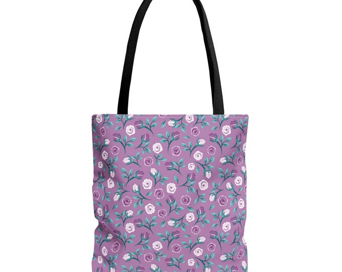 Periwinkle Floral Tote Bag: Stylish Polyester Shopping Bag