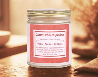 Cinna-Chai Cupcakes Coconut Apricot Wax Candle Jar | 4oz & 9oz Cinnamon Chai Scent