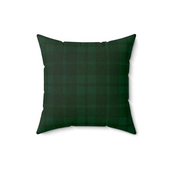 Green Plaid Throw Pillow: Spun Polyester Accent Cushion (16x16)