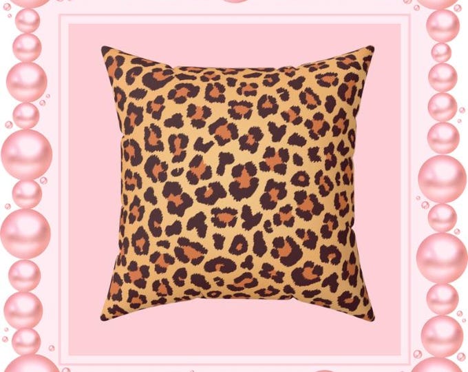 Leopard Print Square Pillow: Stylish Home Decor Accent (16x16)
