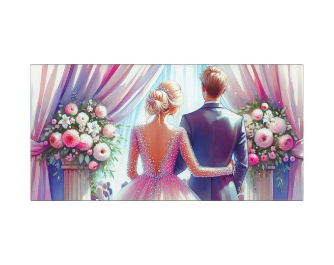 Romantic Couple Canvas Art, Newlywed Gift, Anniversary Decor (30x15 Canvas Only)