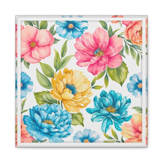 Floral Canvas Wall Art: Spring Botanical Home Decor, 14x14