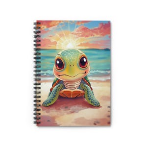 Turtle Gaze Spiral Bound Notebook - Ruled Lines, Ocean Vibes Journal, Beach-Themed Pad, Gift for Kids, Beach Lovers, Cute Writing Journal