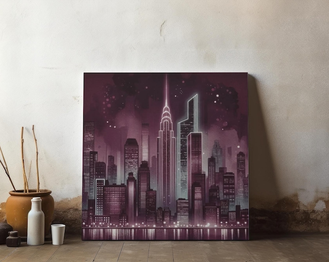 Dahlia District Canvas Wall Art: Urban Cityscape, Modern Home Decor (14x14)