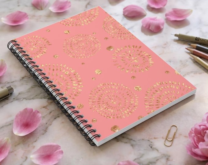Pink & Gold Spiral Notebook: Circle La Chic Dream Diary