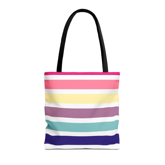 Colorful Stripe Tote Bag: Polyester Canvas Beach Bag