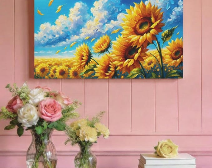 Sunny Sunflower Canvas Wall Art: Nature-Inspired Home Decor (30x15 Canvas Only)