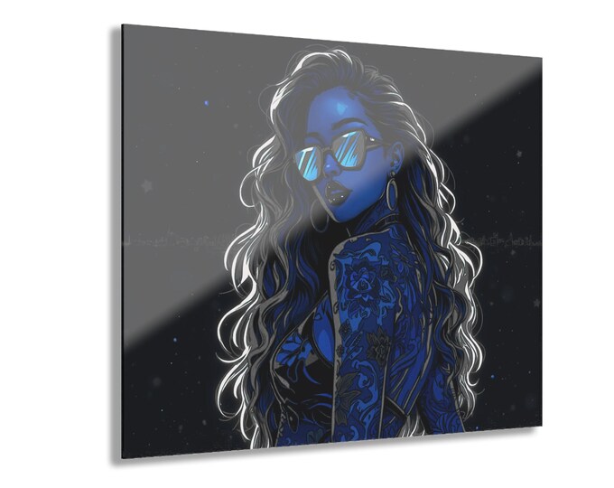 The Midnight Gaze Acrylic Print | Neon Pop Art Wall Accent with French Cleat Hanging