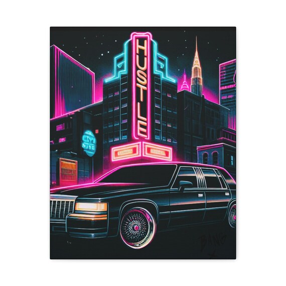 Neon City Nights Canvas Art: Retro Urban Home Decor (16x20 Canvas Print