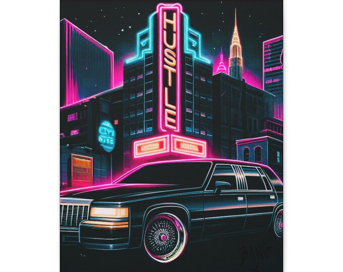 Neon City Nights Canvas Art: Retro Urban Home Decor (16x20 Canvas Print
