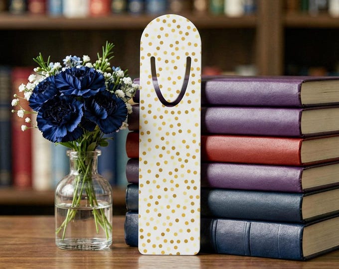 Gold Confetti Bookmark | Slim Metal Page Marker