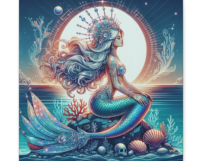 Mermaid Canvas Wall Art: Luminous Siren Ocean Decor