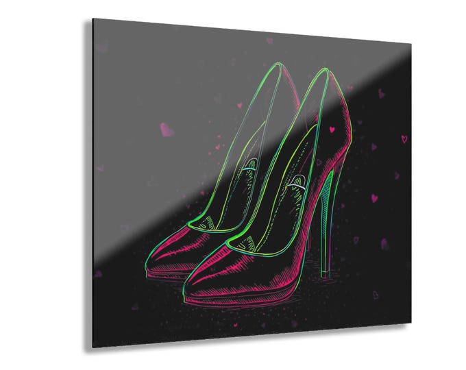 Neon High Heels Acrylic Print | French Cleat Wall Art